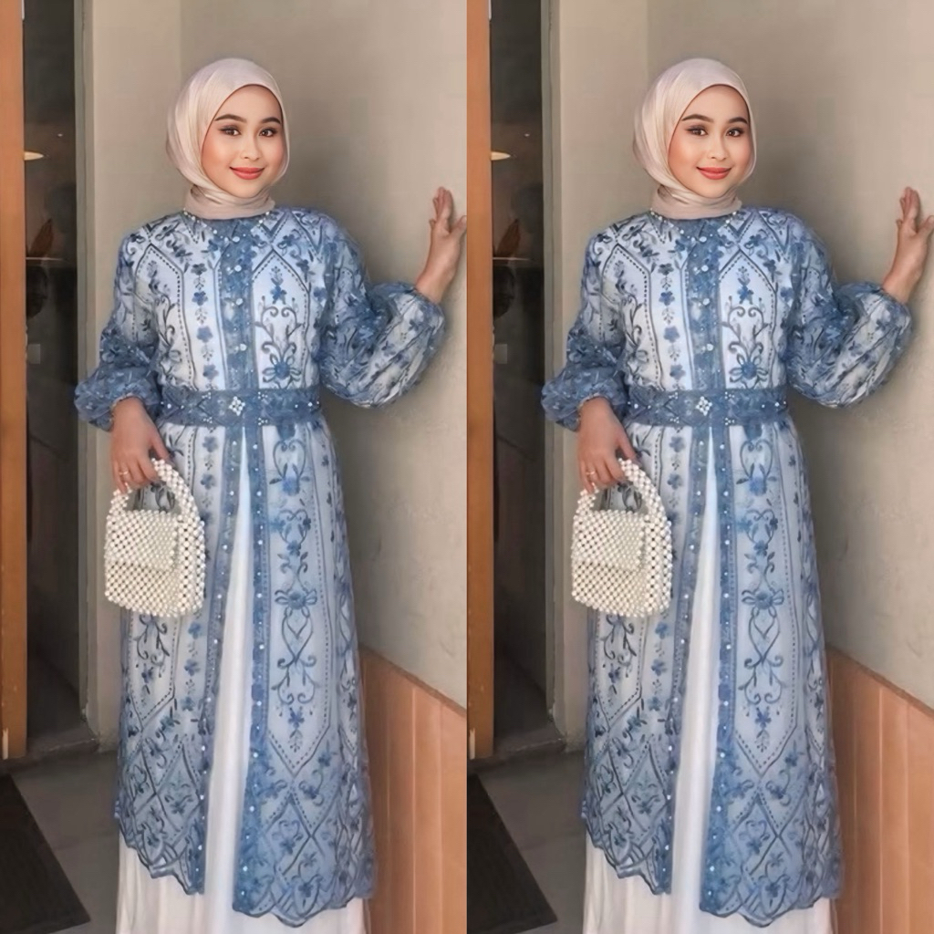 Azzura - Outer Tunik Brukat Cardigan Brukat Kondangan Mewah Kekinian Lengan Panjang