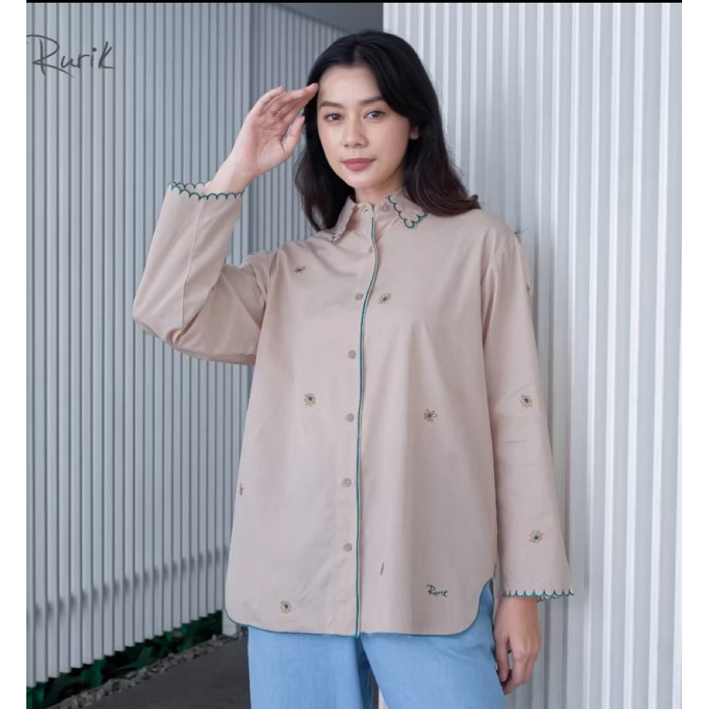 Rurik Kemeja WanitaRurik Kemeja Wanita Katun Bordir Sunny Embroidery Shirt 225k