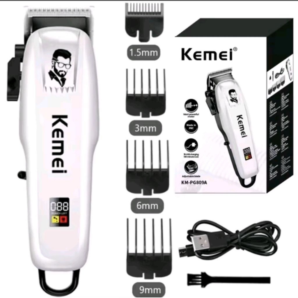 Kemei KM-PG809A / 809A Alat Cukur Rambut Elektrik Profesional Rechargeable Kemei PG809A/809A