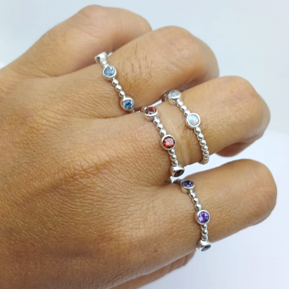 Cincin Ring Perak Silver Bali 925 Motif Minimalis Jawan Batu Natural Korea Wanita Pria Custom