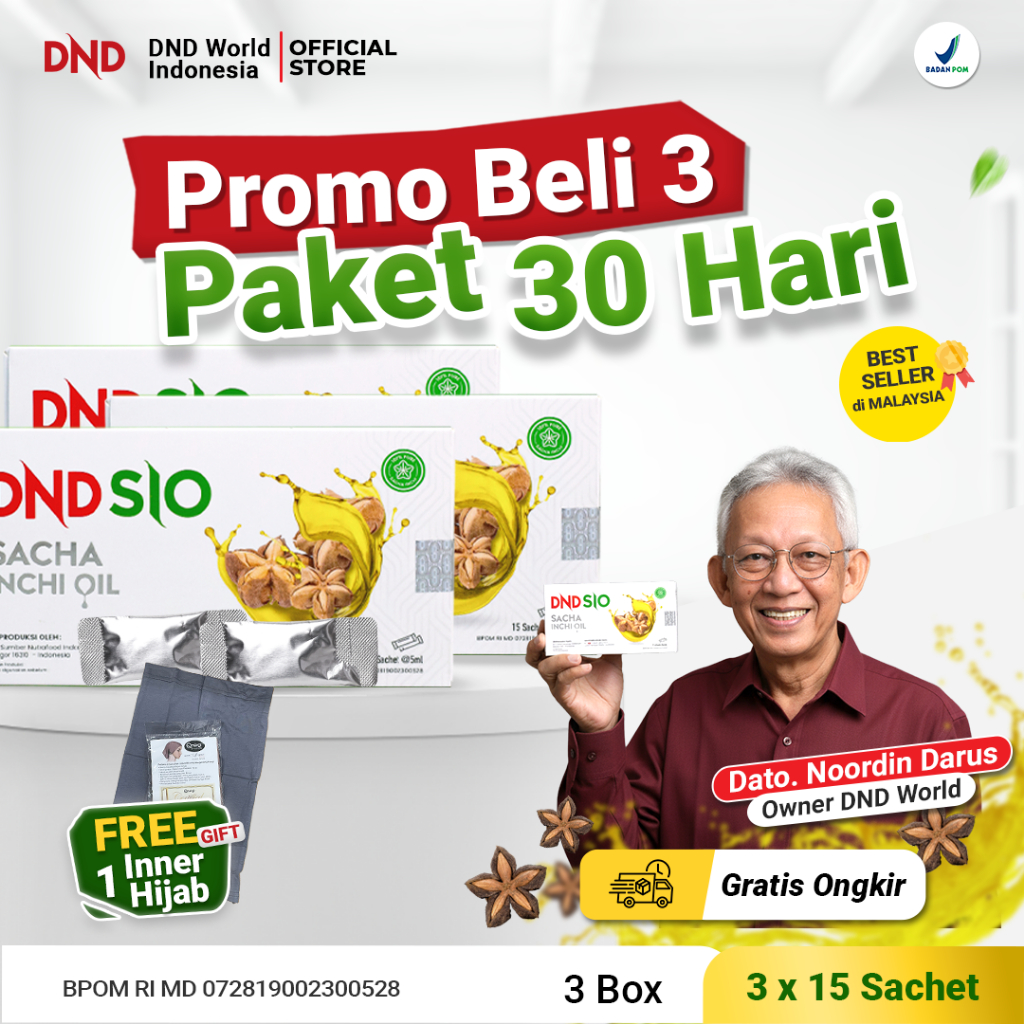 DND SIO PAKET 3 BOX - Sacha Inchi Oil 75ml -  Bantu Atasi Diabetes - 15 Sachet