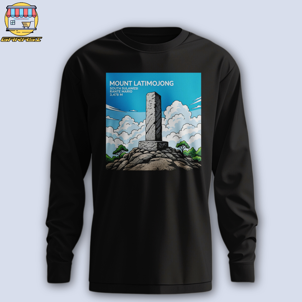 garasi tokoku Kaos lengan panjang Gunung Latimojong Unisex Pria dan Wanita pendaki gunung indonesia