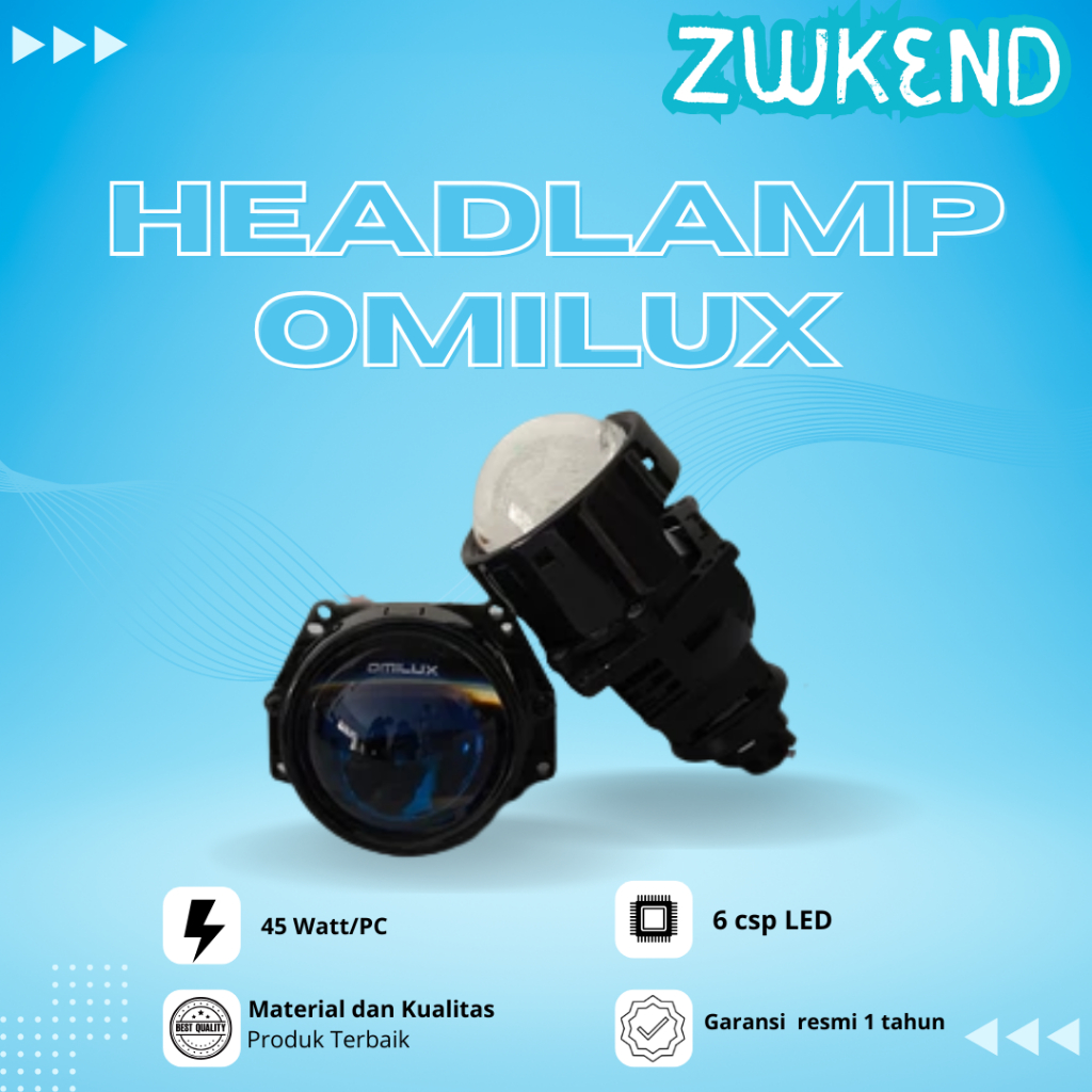 Bi-LED Lampu Mobil Motor OMILUX HX-2 Projector 3 inch PNP Sepasang