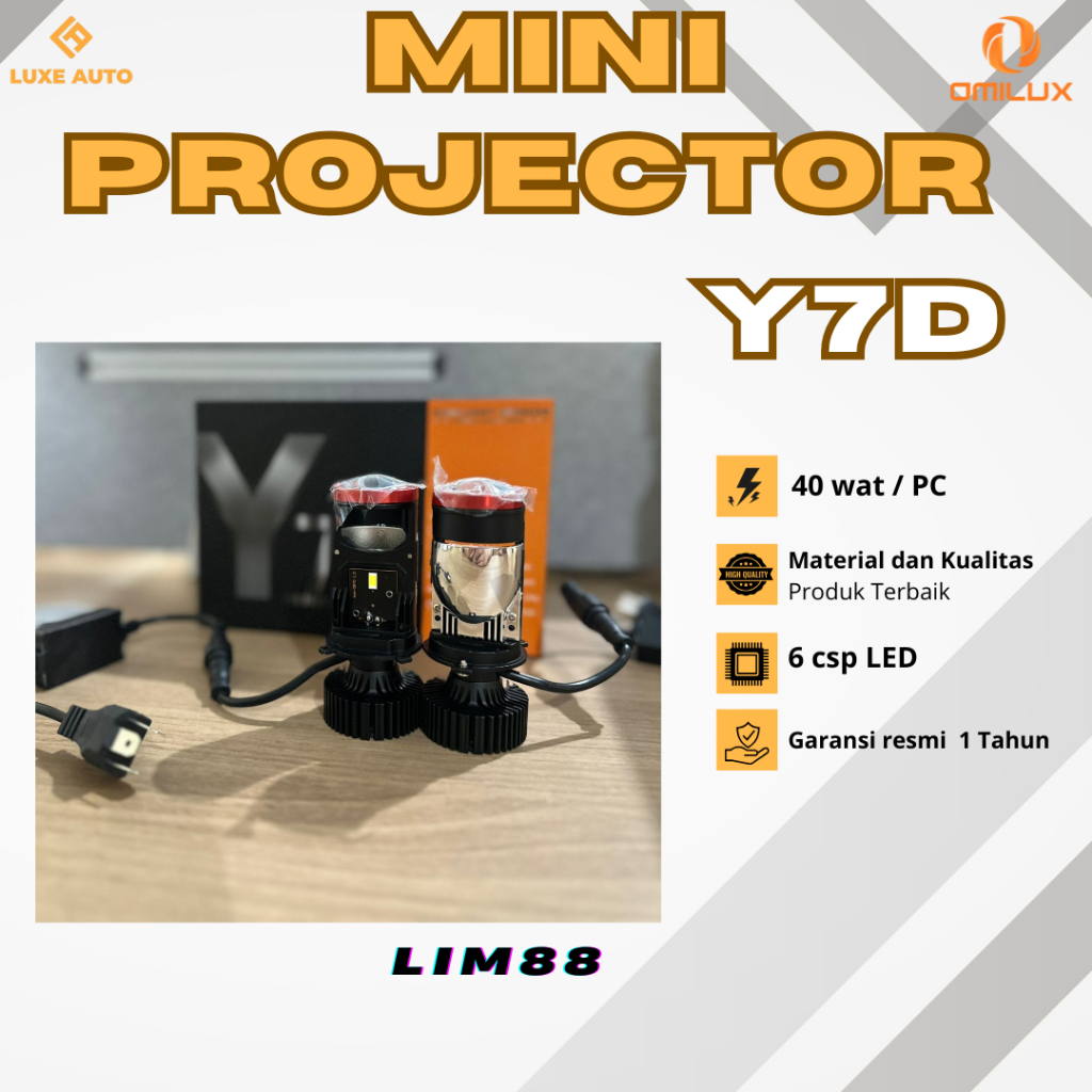 Lampu LED Mobil Motor H4 Mini Projector Y7D