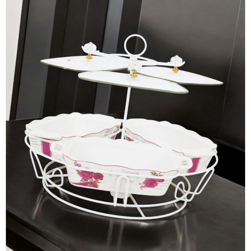 Mangkok saji Vicenza dengan Rak Eternity Bc917, prasmanan Vicenza dengan 3 wadah saji Zola, vol per 