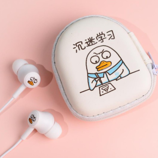 [E-211] Set Headset Earphone Karakter BEBEK / Wadah Earphone Kartun BEBEK Duck Lucu