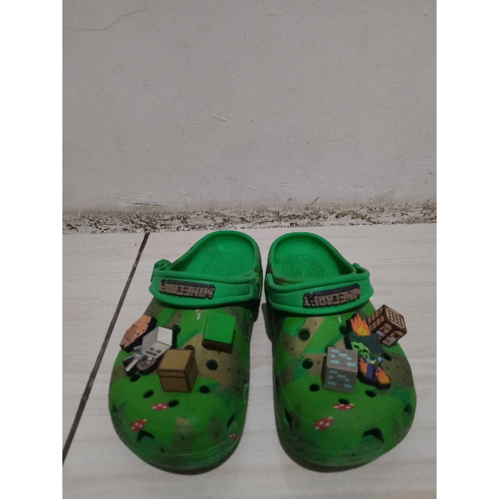 Sendal karet Minecraft anak warna hijau (seccond)