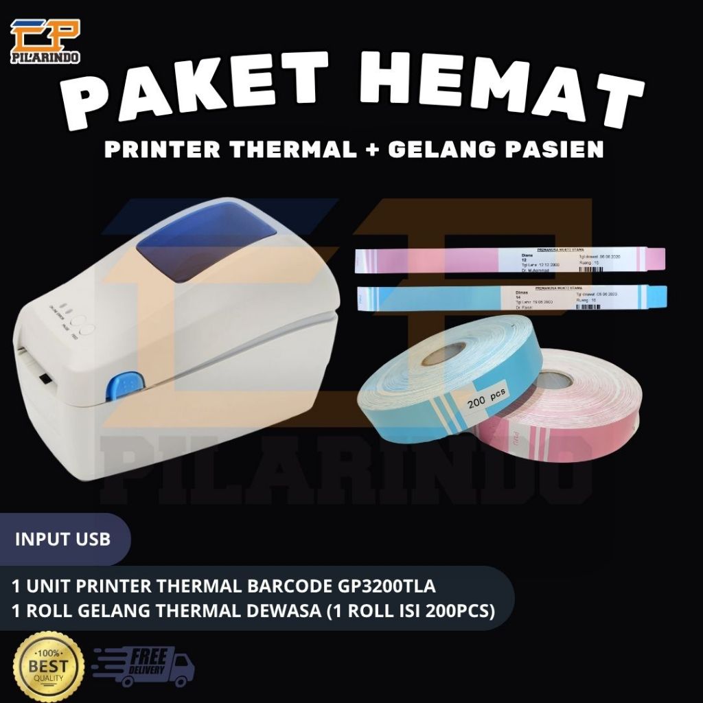 PRINTER BARCODE THERMAL GELANG PASIEN GPRINTER GP 3200TLA/BARCODE STIKER