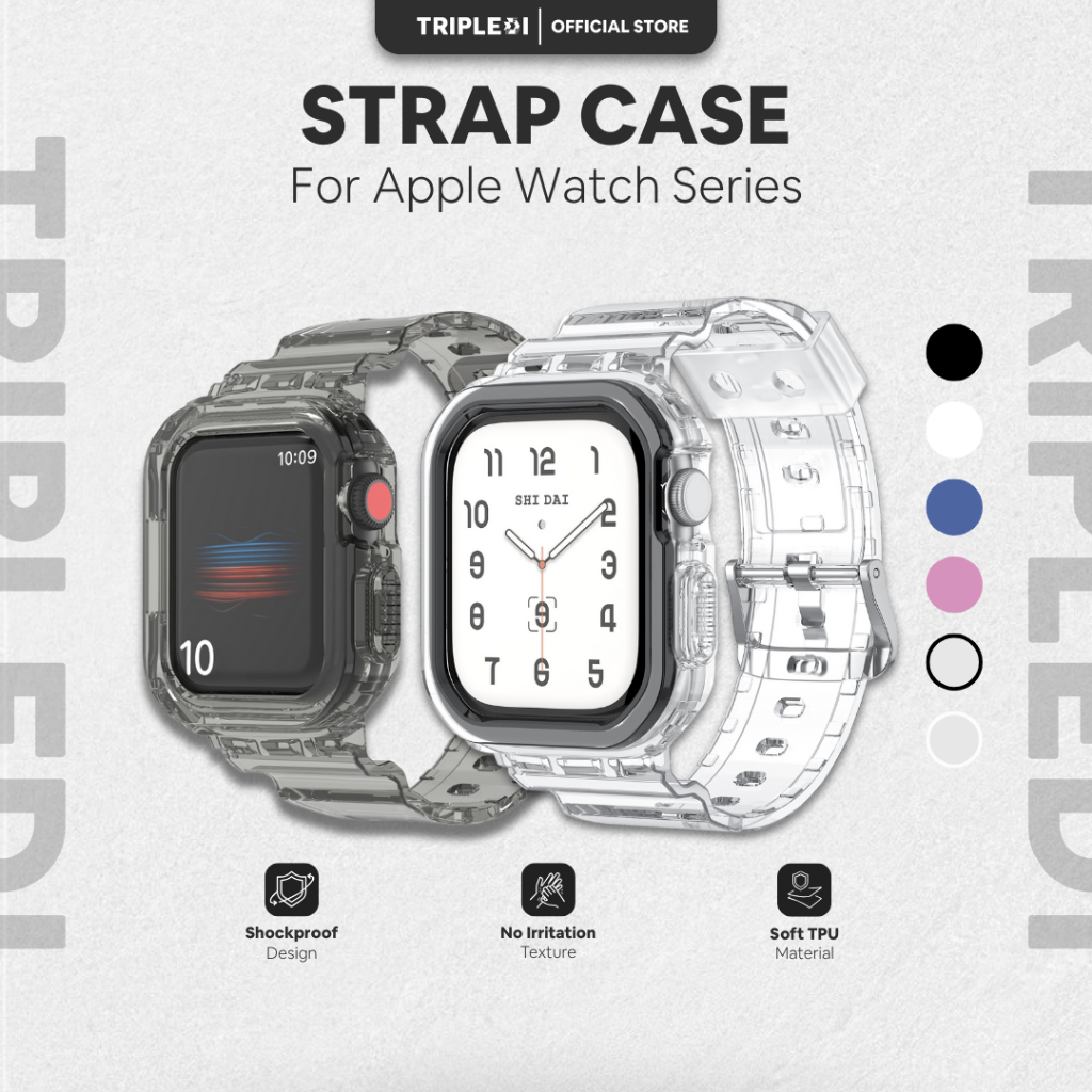 TRIPLEDI Strap Case Silikon For Apple Watch 1 2 3 4 5 6 7 8 9 10 11 SE 2nd 3rd Ultra 1 2 3 TD7101 Sm