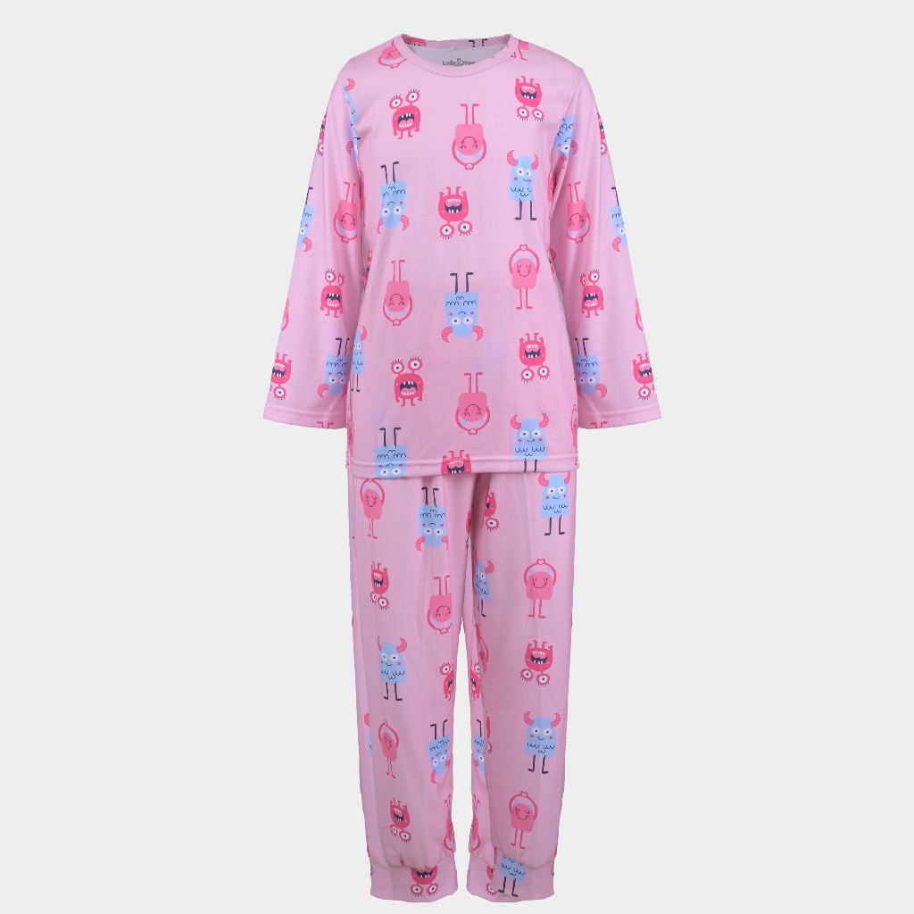 Rambla - Lolly & Noe Baju Lengan Pendek Anak Perempuan Pinky Monster