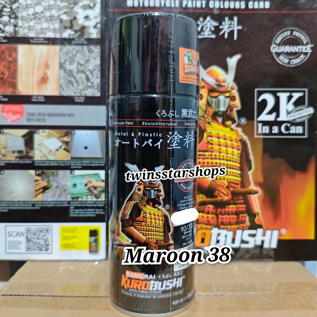 Pilok Pilox Pylox Cat Samurai Merah Maroon 38 Glossy Mengkilap 400cc Spray Paint