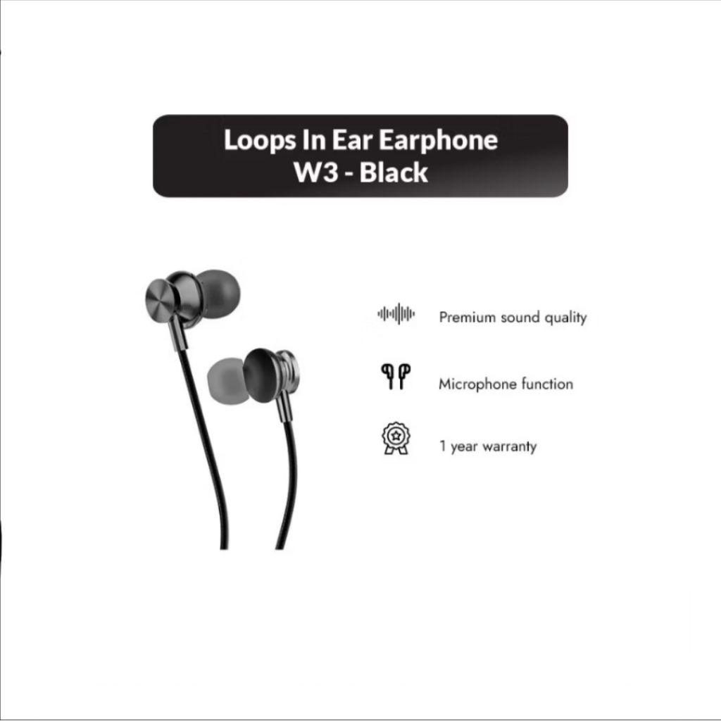 Loops In Ear Earphone W3 Premium Earphone Original TAM