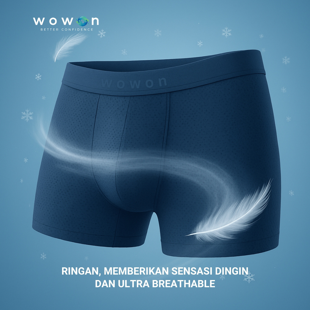 Wowon Men Boxer - 3 Pcs - Celana Dalam Pria - Soft Mesh Boxer Terlaris