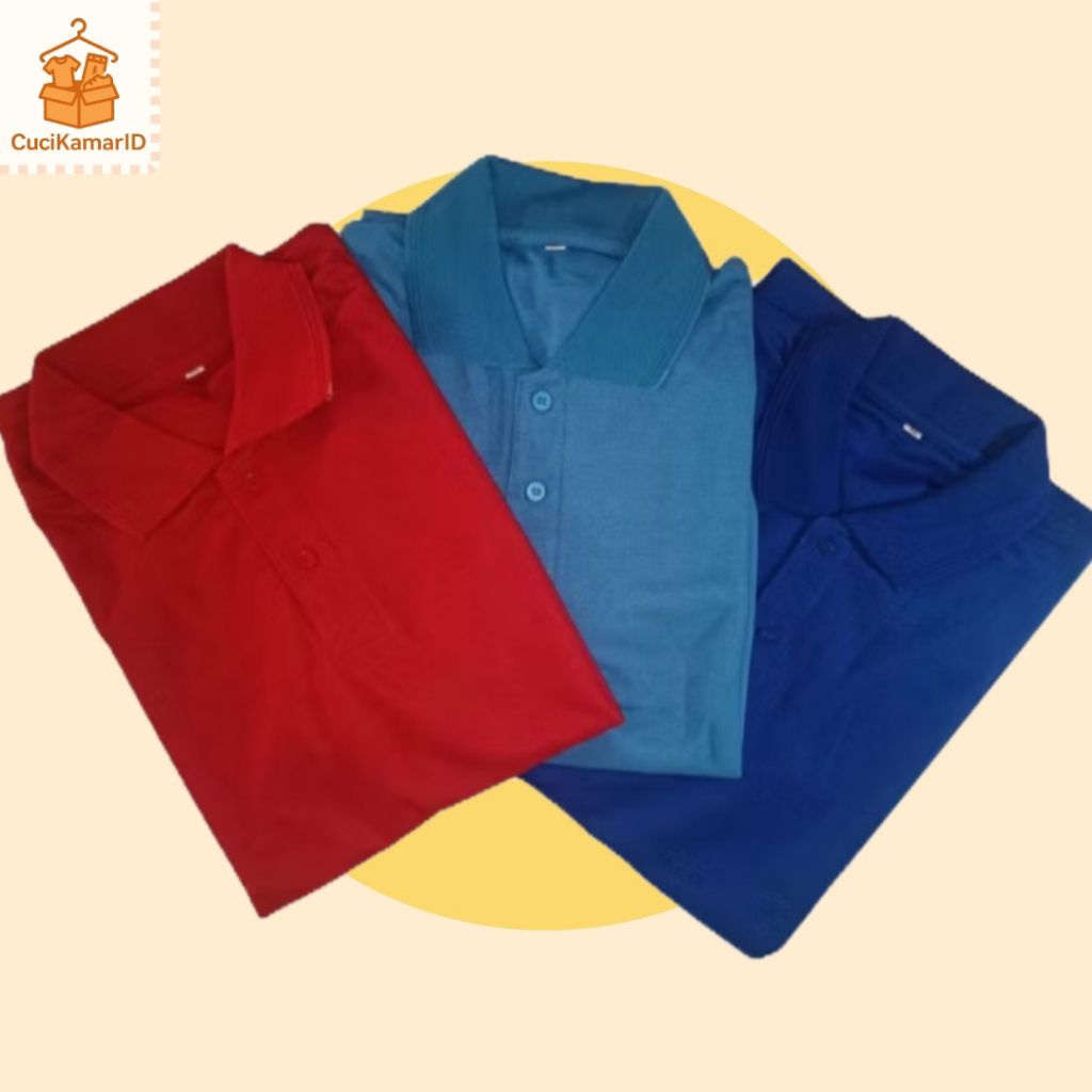 [NEW: PAKET ISI 3pcs] Polo Shirt polos Baju Kerah Best Quality | Merah, Biru Muda, Biru Tua