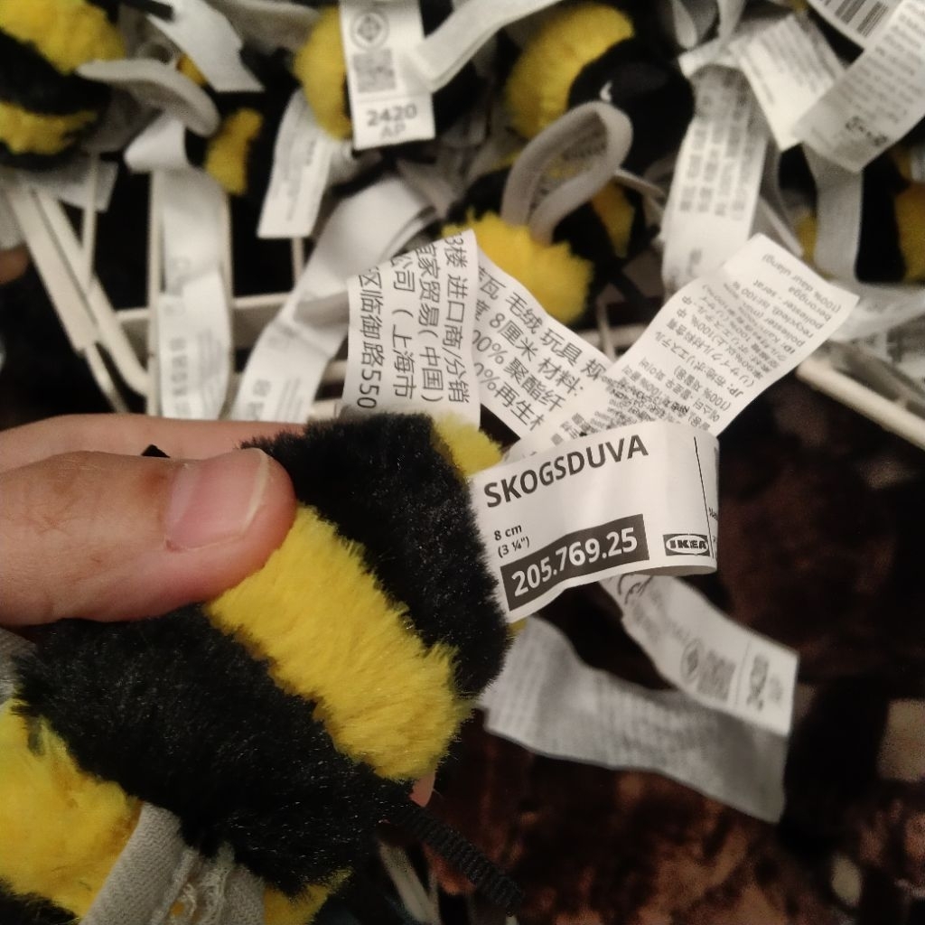 Boneka lebah mini 8cm serangga hitam kuning bs jadi gantungan kunci tas ganci kumbang