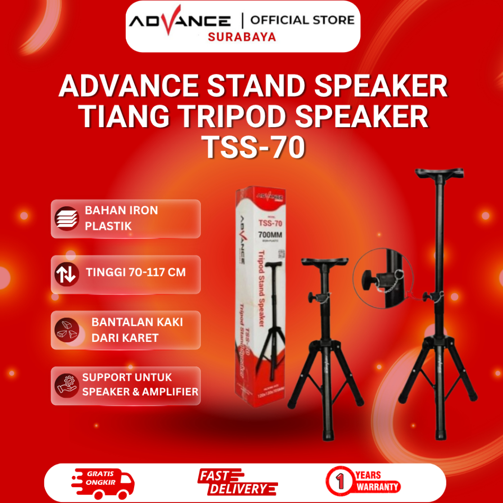 Advance Stand Speaker Tiang Tripod Speaker Besi-Tripod untuk Speaker DJ dan Portable Sound System/SP