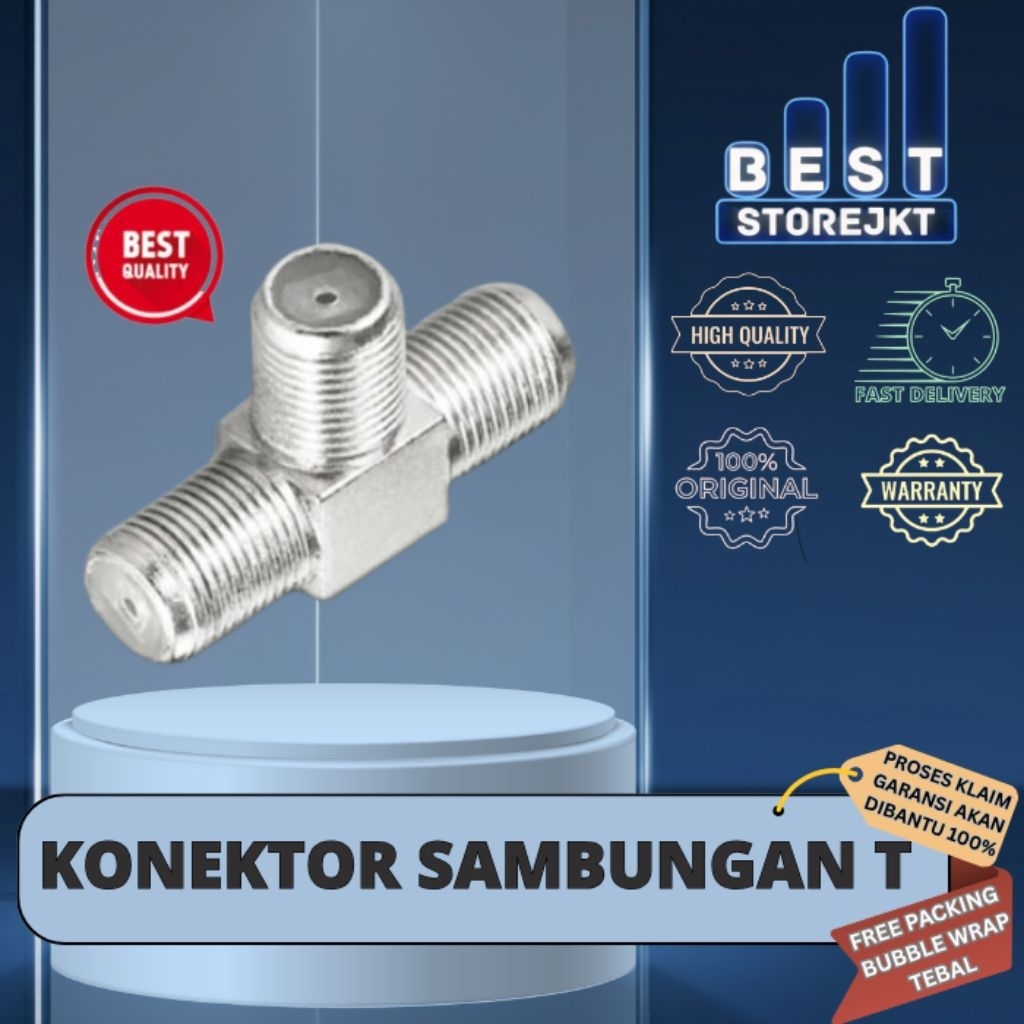 [BISA COD] Konektor T / Konektor Sambungan T Untuk Kabel Antena TV / Parabola bundling