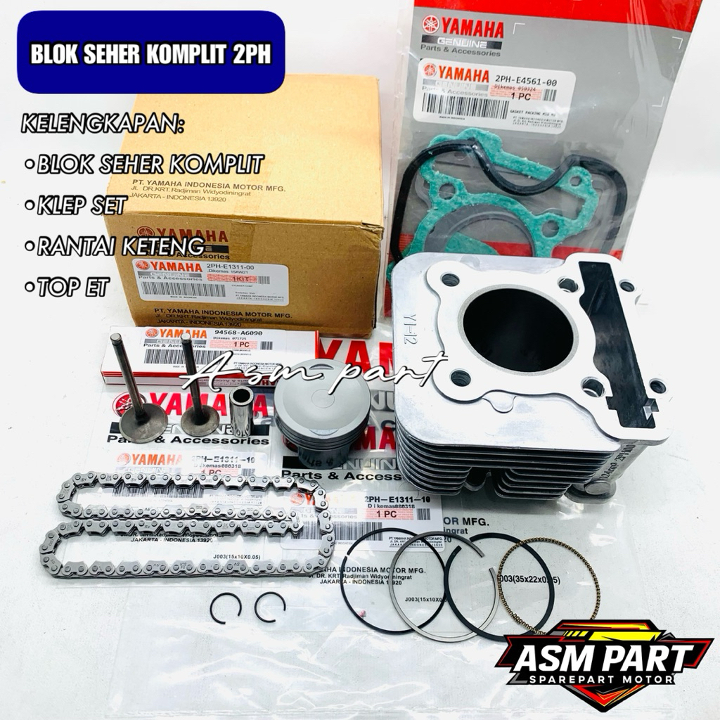 Blok seher komplit+rantai keteng+klep set Yamaha Mio M3 125, Mio Z 125, Mio S, Soul GT 125,Fino 125,
