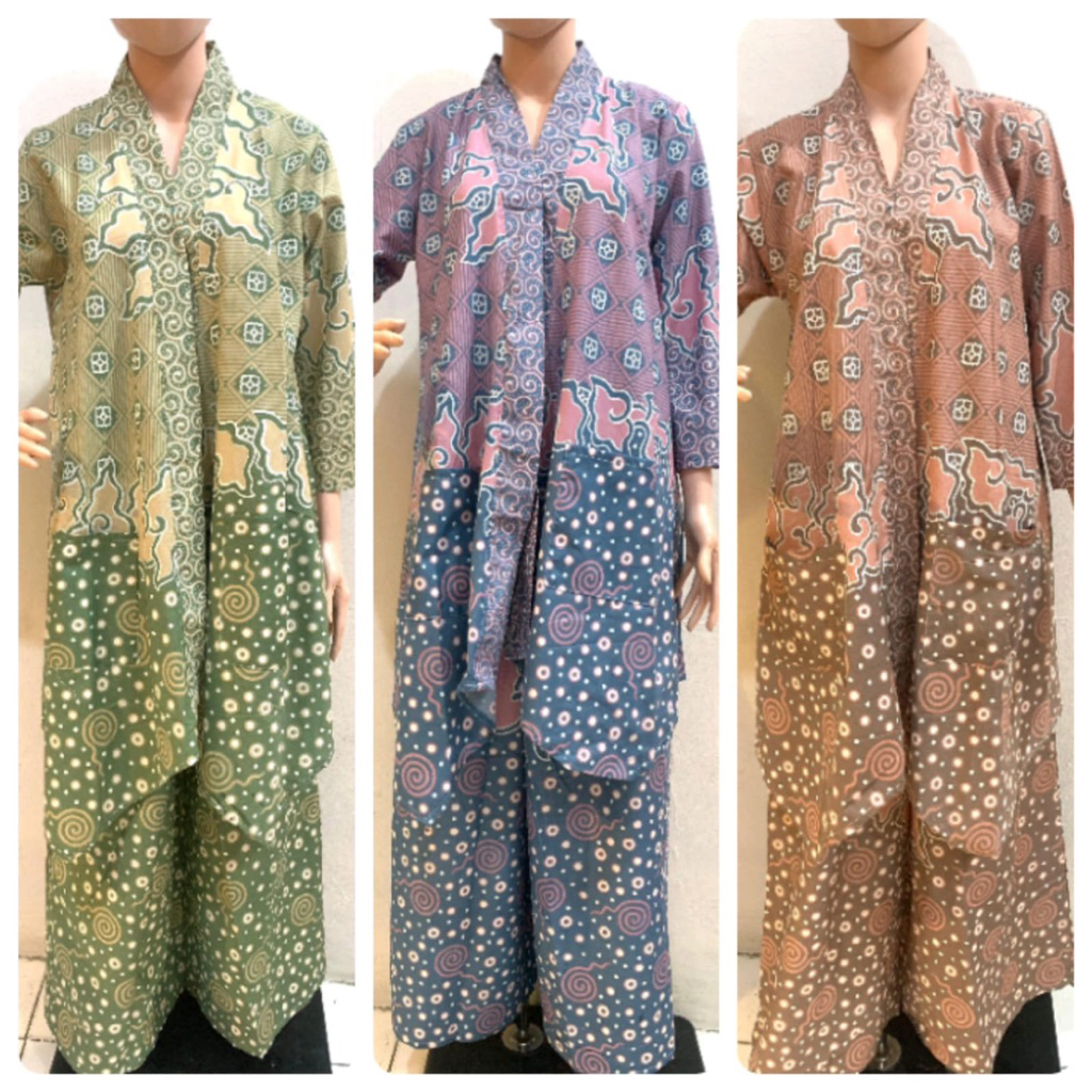 Setelan Blezer Outer dan celana Batik Wanita