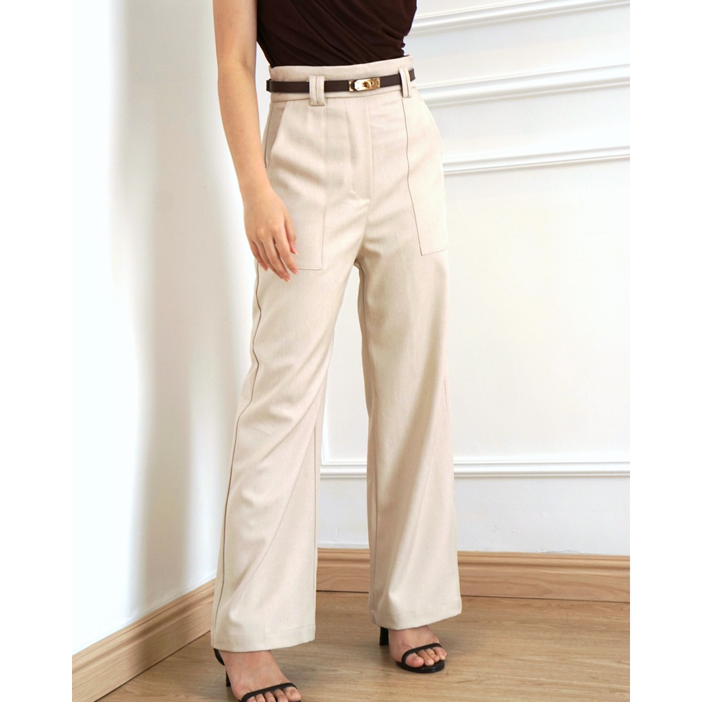 KLAYA - Audy Highwaist Pants Celana Kain Panjang Kulot Wanita