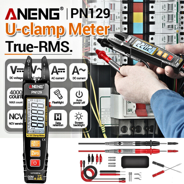 PUCUK ANENG Clamp Meter Alat ukur arus listrik Digital Multimeter Multitester LCD 4000 Count - PN129