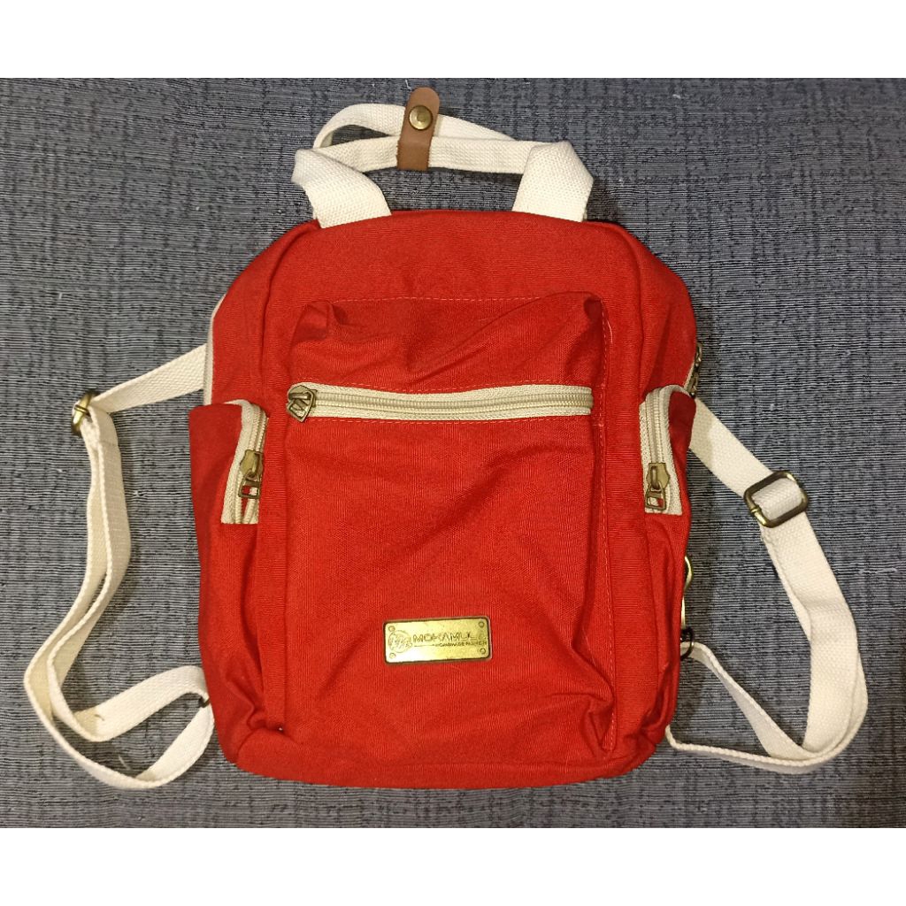 Mini Backpack Wanita Mokamula Virgil 2in1 – Tas Ransel Merah (Preloved) – Tas ransel bahu & Jinjing 