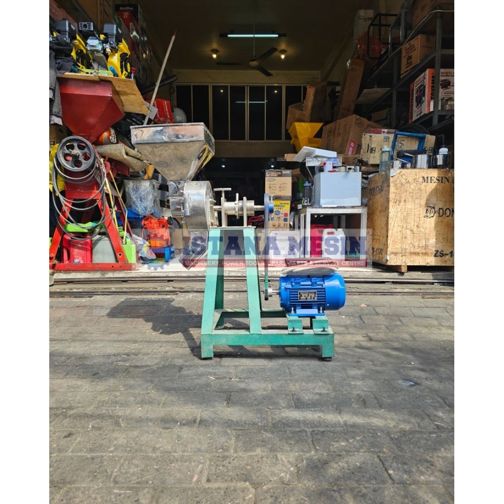 MESIN GILINGAN BUMBU 8" SETELAN PENGATURAN TENGAH COMPLETE DINAMO