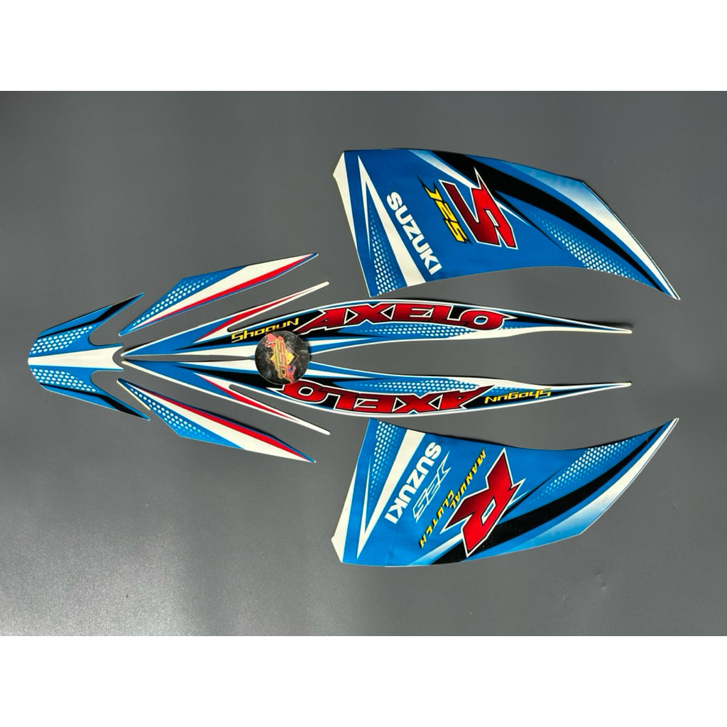 STRIPING STIKER AXELO PUTIH BIRU ORIGINAL