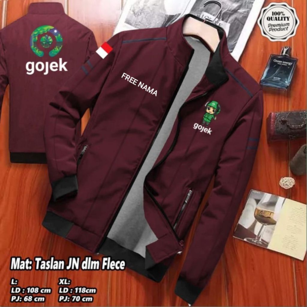 JAKET KANTONG DALAM GOJEK ANIMASI / GRAB FOOD ANIMASI FREE NAMA BAHAN TASLAN READY SIZE M L XL XXL 3