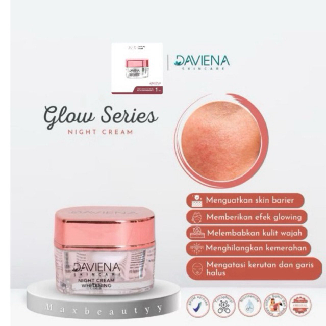 TERLARIS NIGHT CREAM GLOWING SERIES | DAVIENASKINCARE Davina ASLI 100% Cream Krim Muka Wajah Malam D