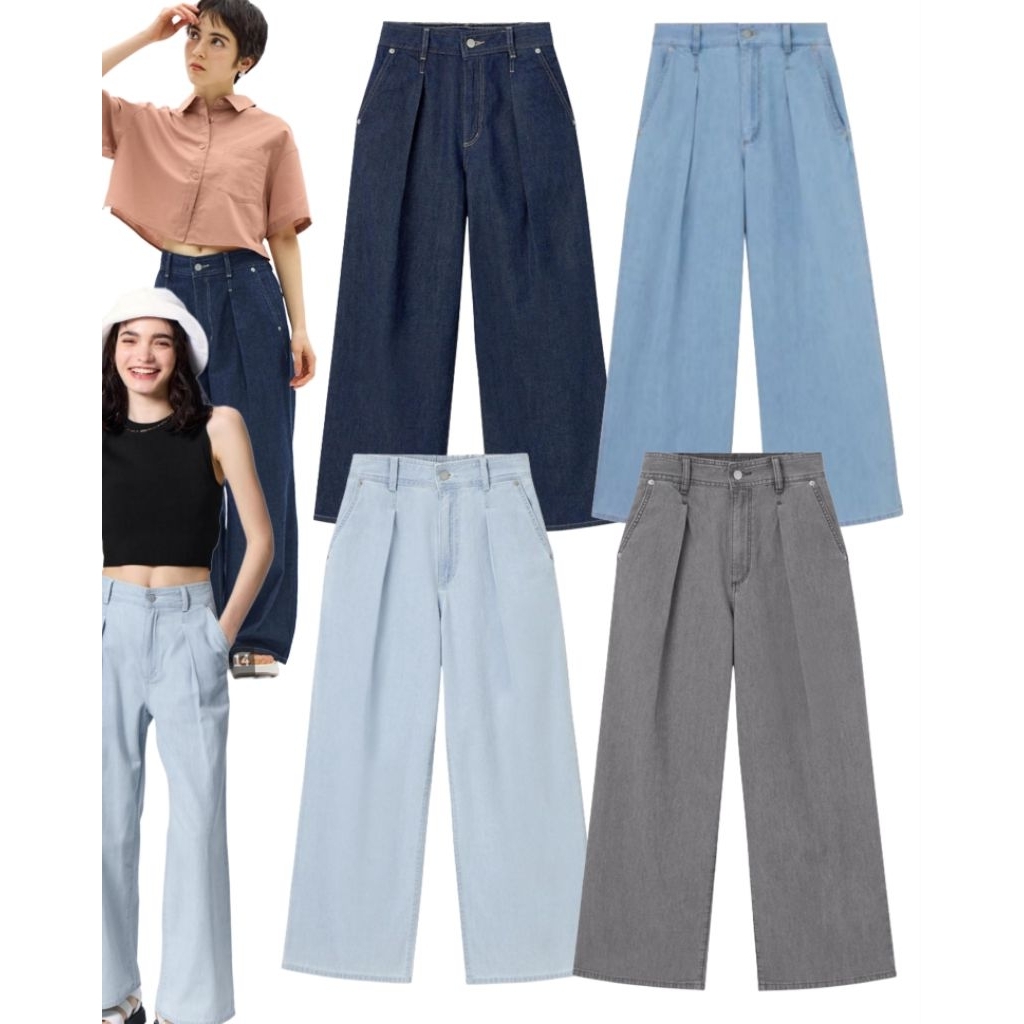 Celana Kulot Denim Remaja Dewasa Perempuan GU