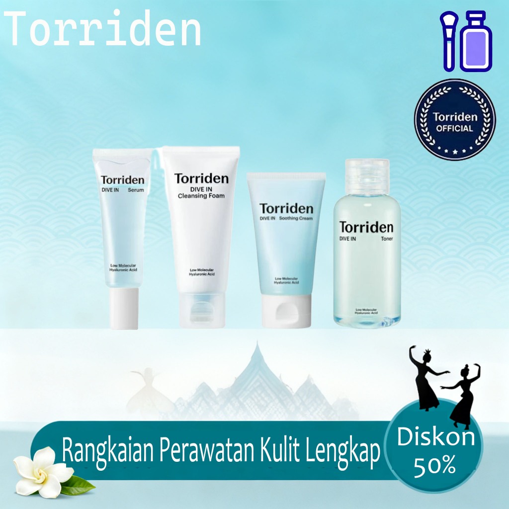 TORRIDEN DIVE-IN LOW MOLECULAR HYALURONIC ACID TRIAL KIT CLEANSING FOAM TONER SERUM MOISTURIZER