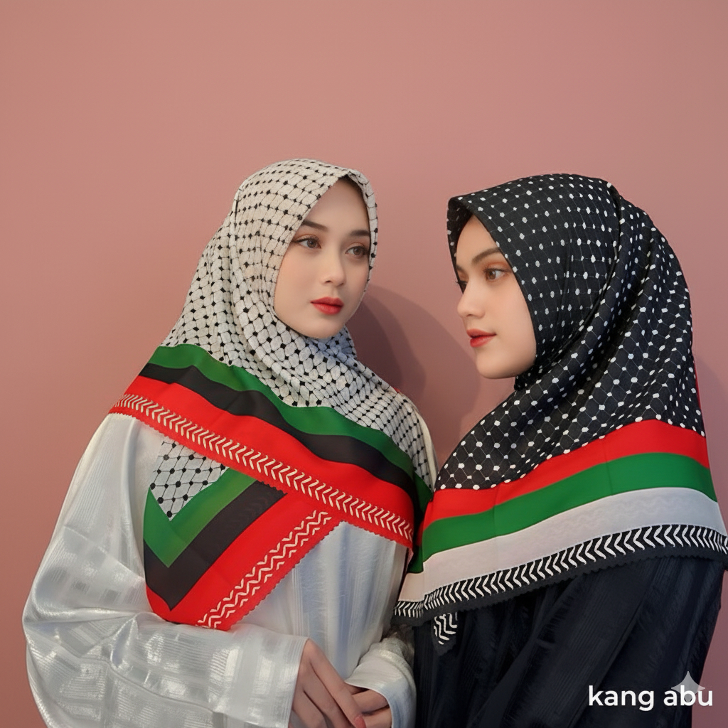 imn. BOSS.hijab/ voal motif PALESTINA DENAY VZ kw  ukuran 113x113cm lasercut printing terbaru