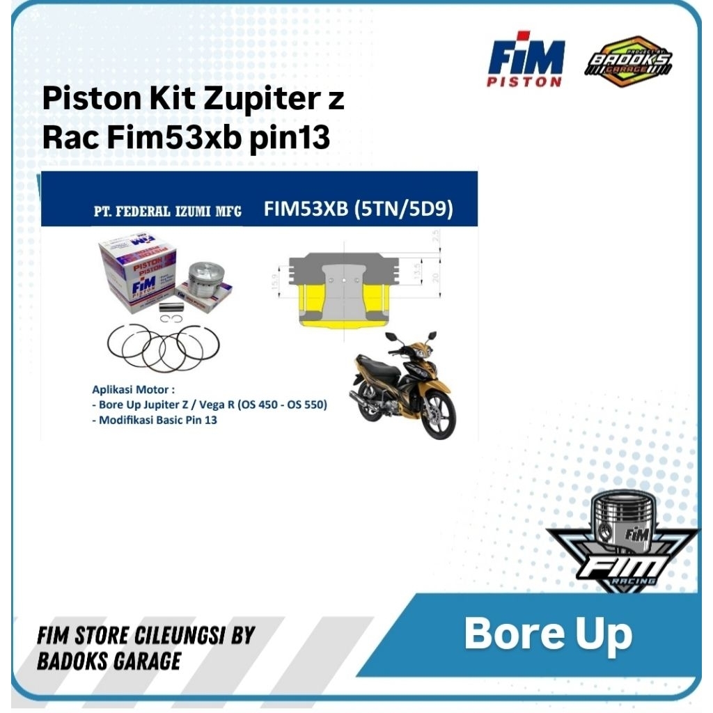 Piston Kit Yamaha Jupiter Z,Vega Original Rac Fim53xb