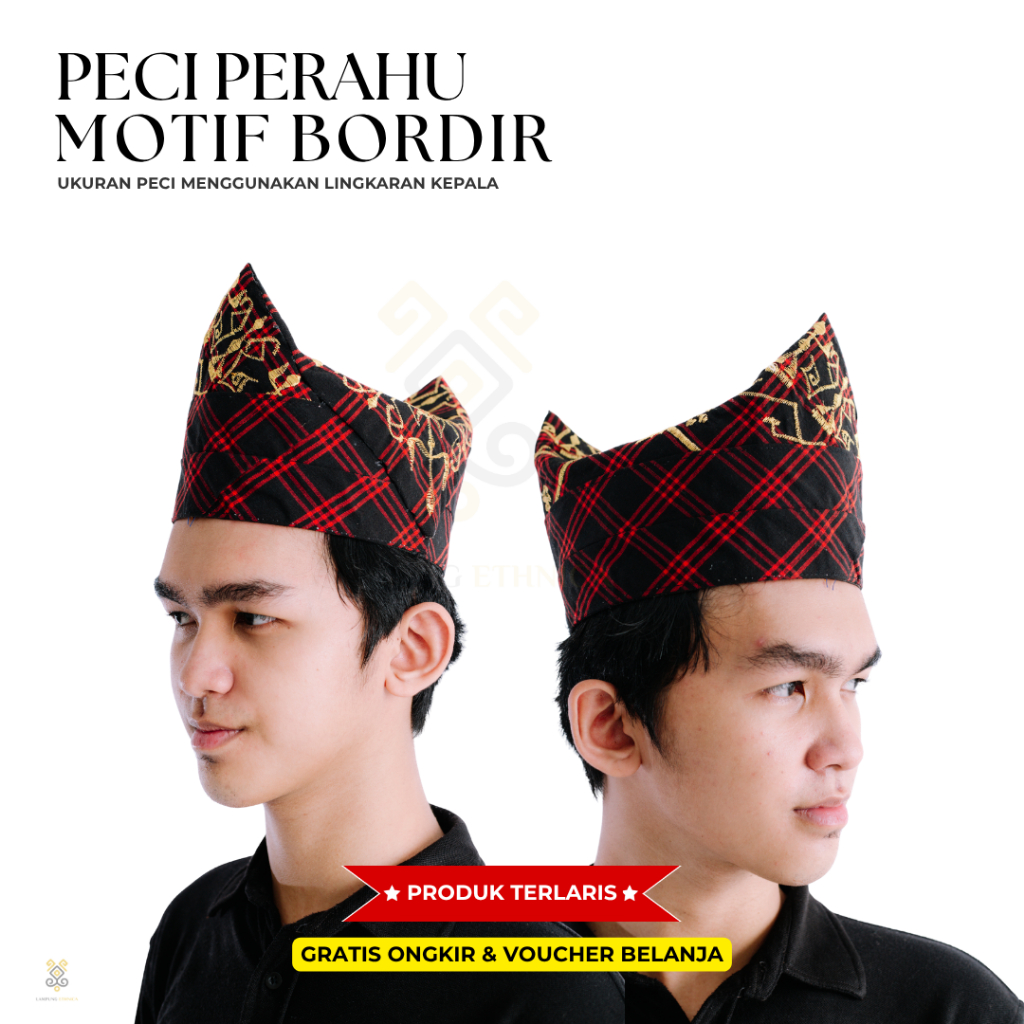 PECI PERAHU BORDIR LAMPUNG - PECI ADAT LAMPUNG - PECI KHAS LAMPUNG - SONGKOK PERAHU LAMPUNG - LAMPUN