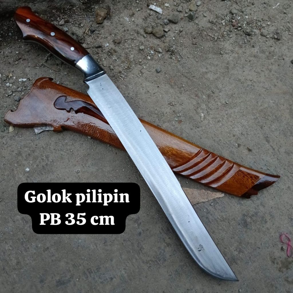 pisau potong daging pisau baja bearing sepuh oli sarung kayu sonokeling