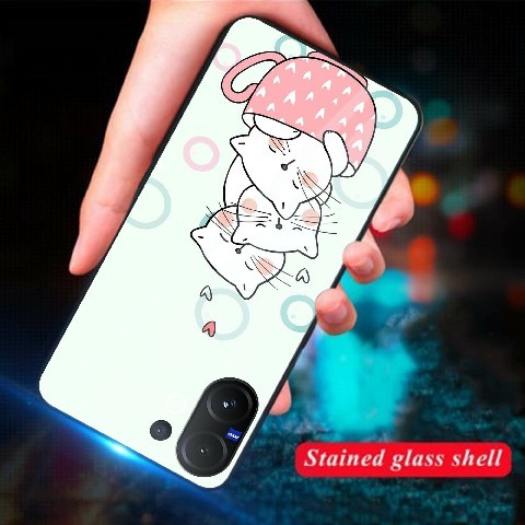 [K04] Softcase Glass Kaca Arylic Compatible Untuk Type Hp Vivo V60 Casing Android Vivo V60 Case Glos