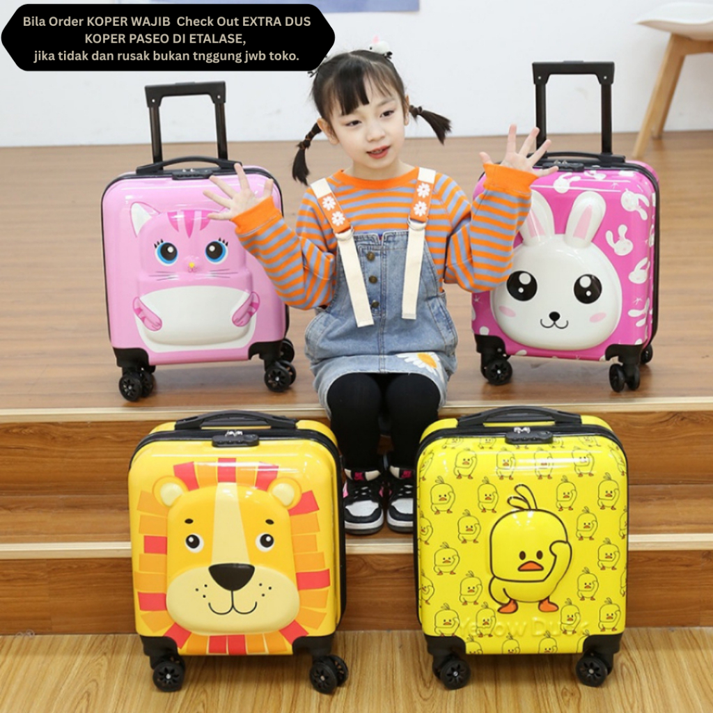 Alby Mart Tas Koper Bagasi Anak Troli Roda 18 inch Kabin Size Kids Trolley Case Luggage Import