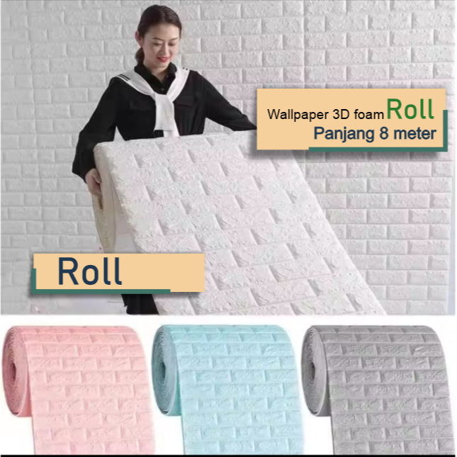 Bata Roll 8 Meter/Wallpaper dinding 3D Bata Roll