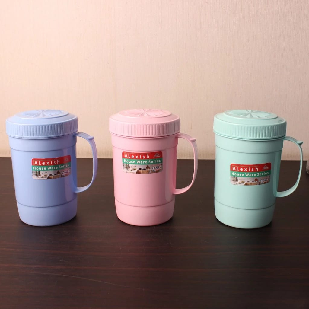 Mug plastik 1 lt Alexis / cangkir plastik | gelas mug tutup drat benji 1liter/gelas 1 liter/mug tutu