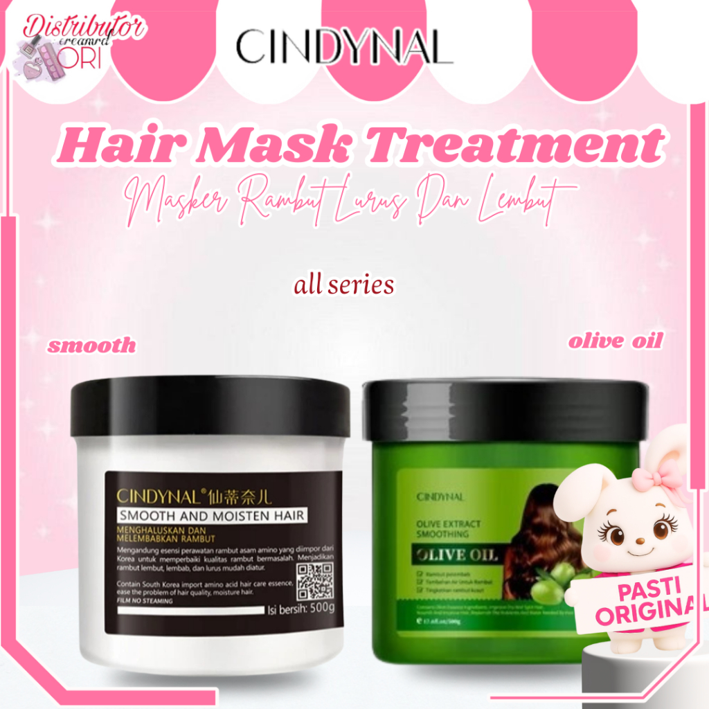 Cindynal Hair Mask Smoothing Keratin Treatmen Rambut Rusak dan Kering Rontok Ala Korea Lembut Wangi 