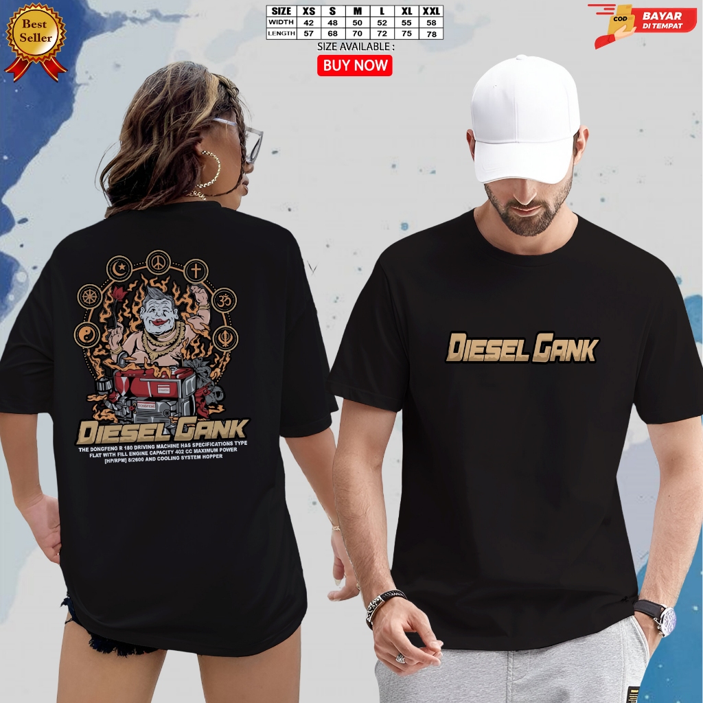 kaos distro DIESEL GANK-kaos sablon pria Wanita lengan pendek ukuran M.L.XL.XXL kaos kerah bulat ber