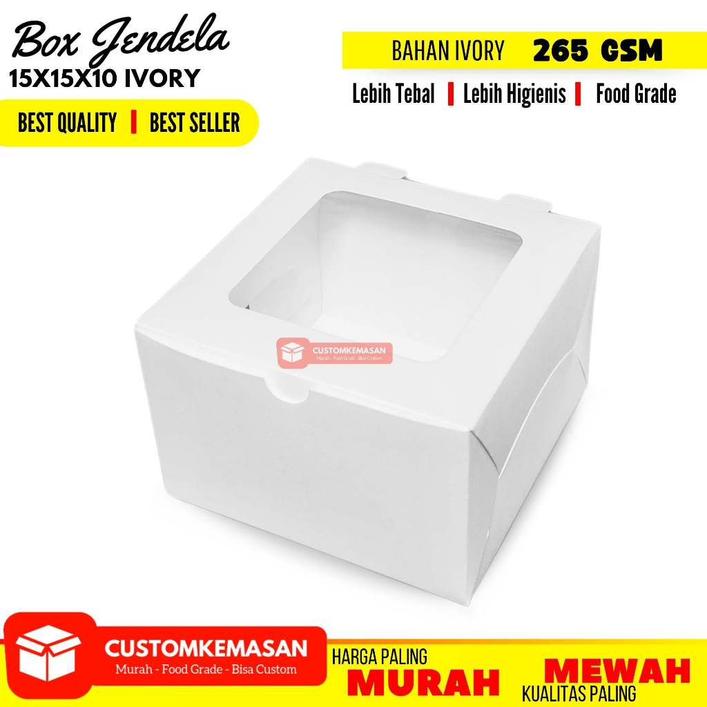 Box 15x15x10 Ivory / Box Snack / Dus Mini Cake / Dus Korean Cake / Dus Chiffon /  Box Pancake