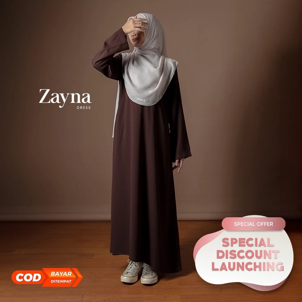 JILBRAVE Zayna Dress Wanita Gamis Basic Plain Simple Daily Polos Abaya Simpel Inner Dress Jilbrave O