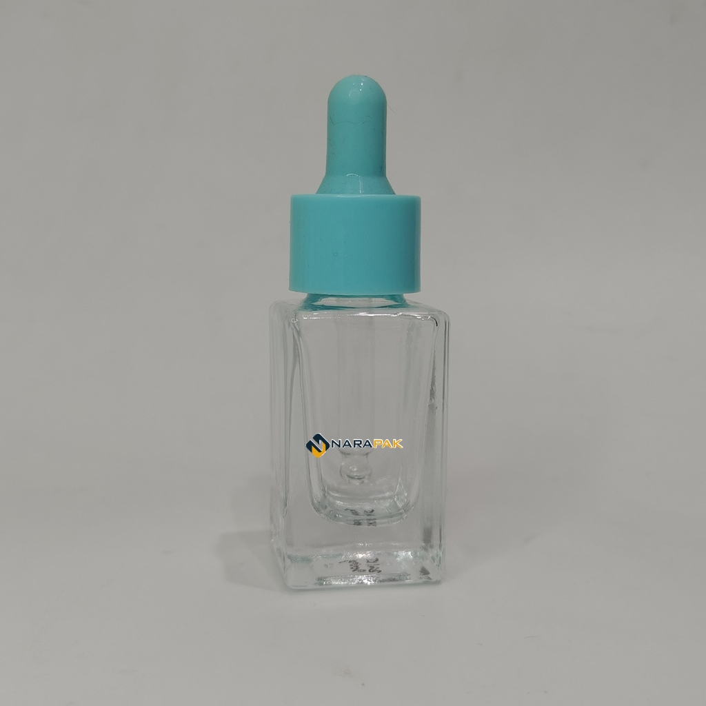 Botol Kaca 20ml Kotak Bening Tutup Hijau Tosca Botol Pipet Skincare Serum Dropper 20KT