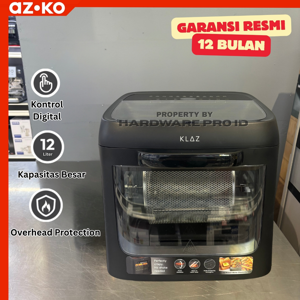 Klaz 12 ltr Air Fryer Oven Digital Crystal 1200 Watt - Hitam Fryer Oven Panggang Fryer Oven Alat Mas