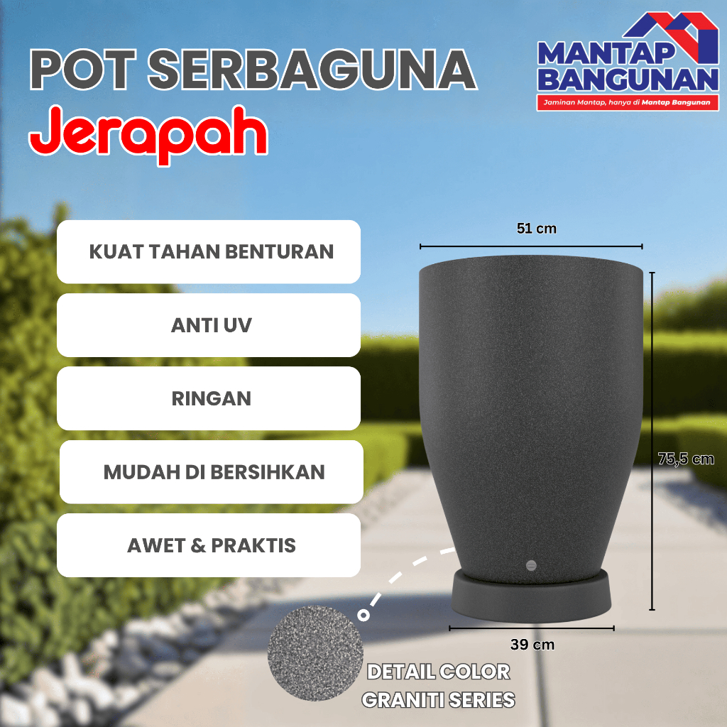Pot Plastik Tanaman Serbaguna Jerapah / Pot Bunga Jerapah Anti Pecah - Graniti Series