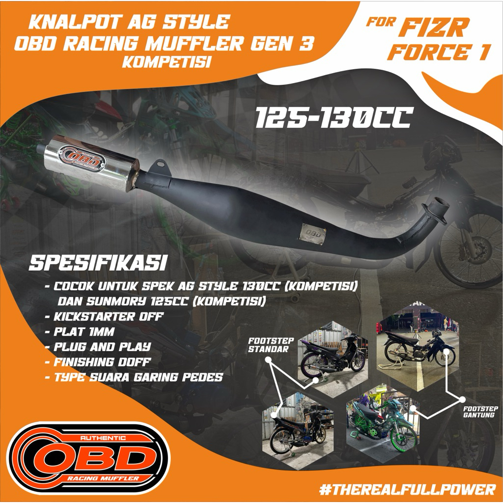 KNALPOT FIZR AG STYLE OBD RACING MUFFLER TYPE GEN-3 KOMPETISI 125-130cc