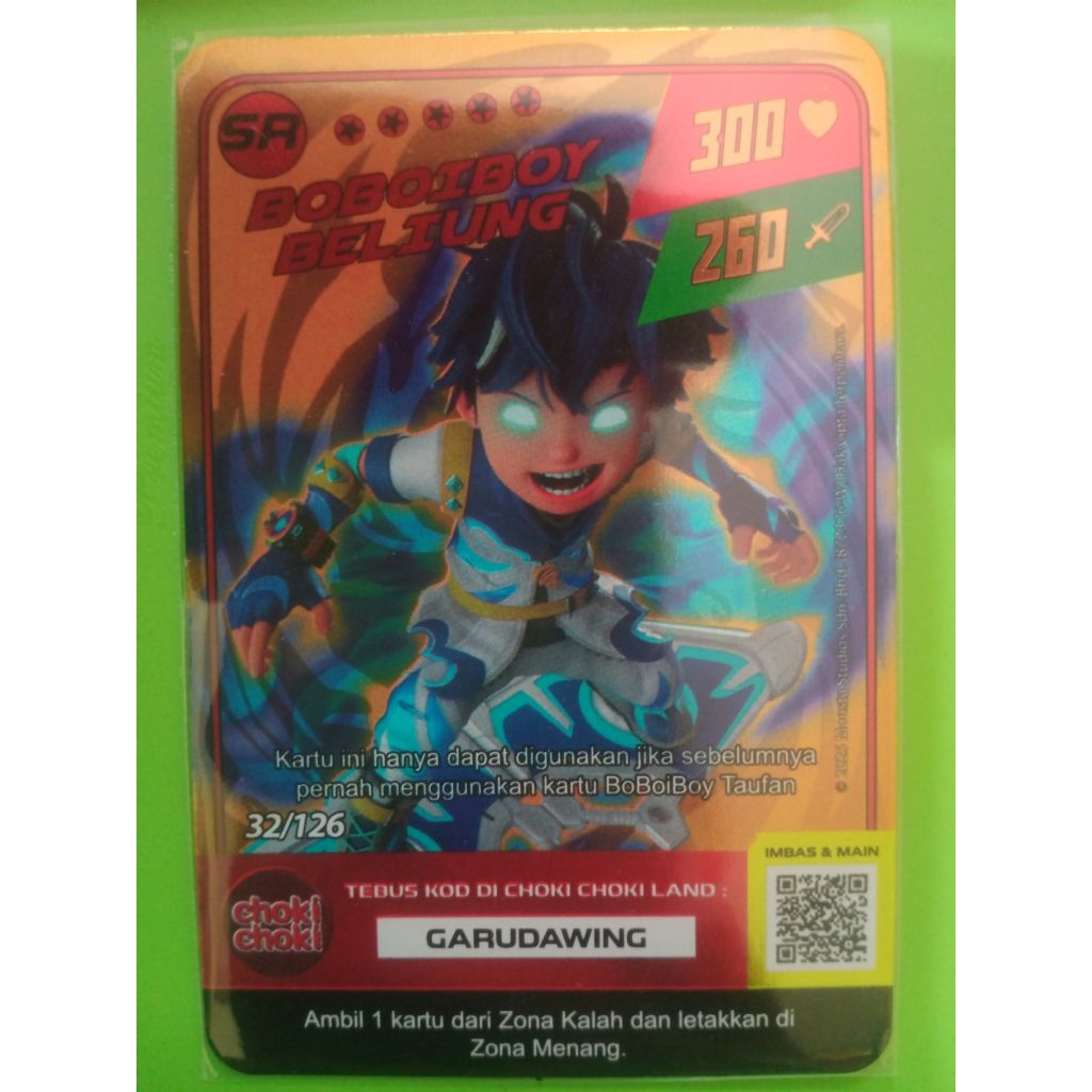 Boboiboy Beliung SR No.32/126 Gold Foil MGC pek Choki Choki Indonesia Batch 1 Free 1 Kartu Foil Silv