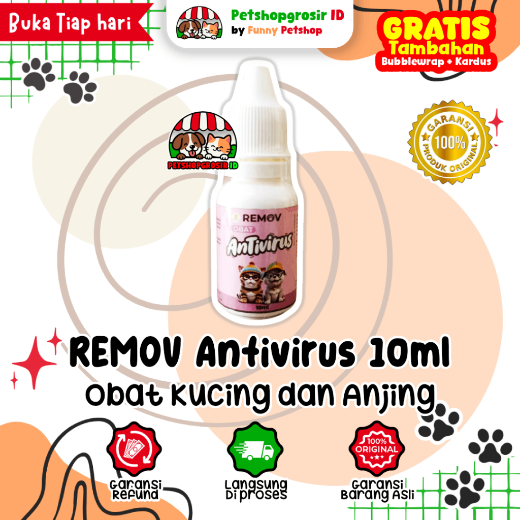 REMOV Anti Virus 10ml Obat AntiVirus Kucing & Anjing - Mengobati Penyakit Akibat Virus